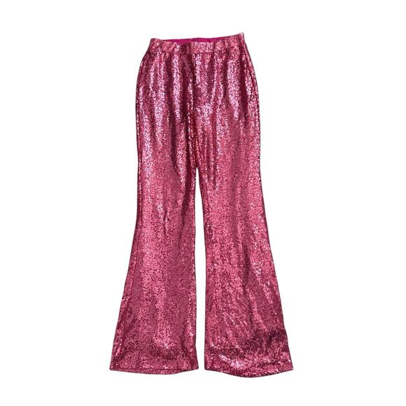 SINCERELY JULES Womens Size Small Pink Sequined Pull On Flare Pants 31" Inseam - Picture 1 of 6